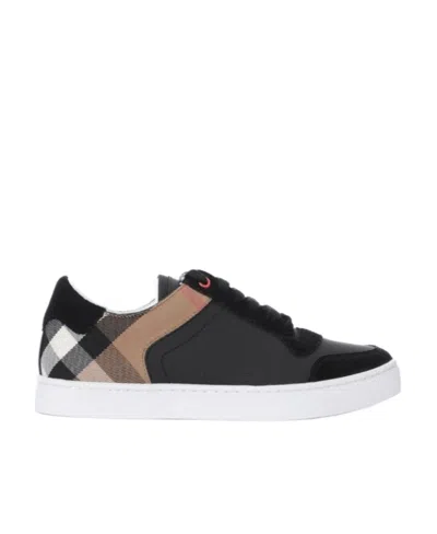 Burberry Check Color Matching Casual Sneakers In Black
