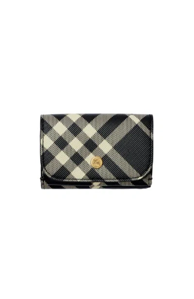 Burberry Check Compact Wallet In Multi