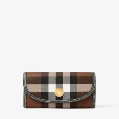 Burberry Check-pattern Leather-trim Wallet In Brown