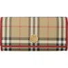 Burberry Check Pattern Canvas Wallet With Gold-tone Hardware In Multi