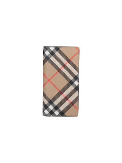 Burberry "check" Continental Wallet In Beige