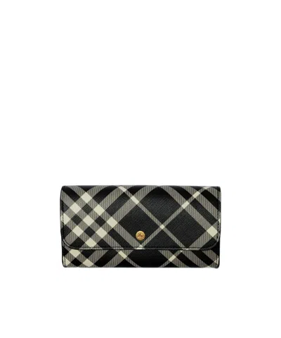 Burberry Check Continental Wallet In Black