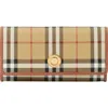 Burberry Halton Check Continental Wallet In Brown