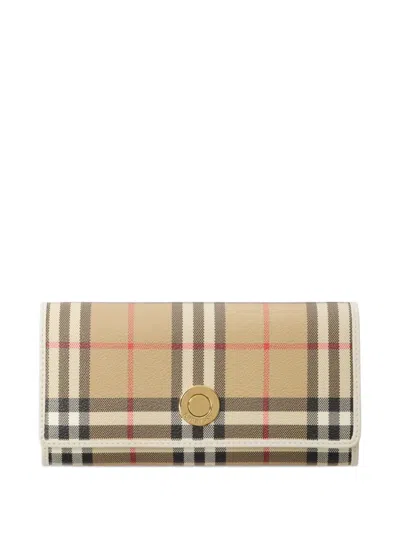 Burberry Check Continental Wallet In Brown