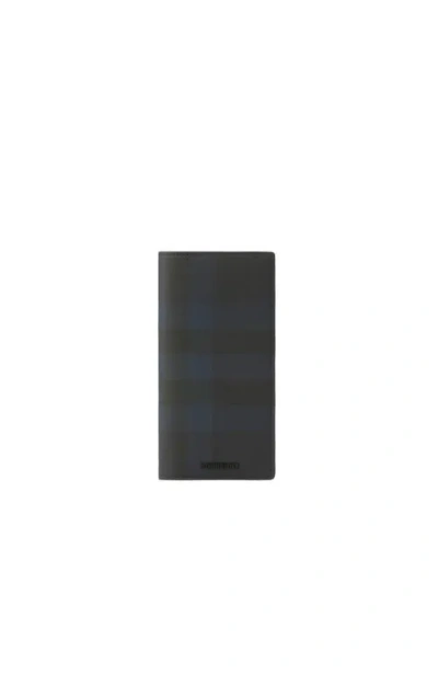 Burberry Check Continental Wallet In Navy