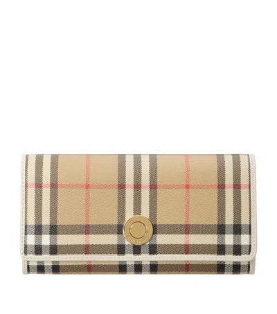 Burberry Check Continental Wallet In Neutral
