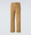 Burberry Sand-coloured Check Corduroy Trousers In Multi