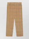 Burberry Sand-coloured Check Corduroy Trousers In Brown