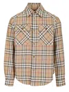 Burberry Mens  Check-print Curved Hem Cotton And Linen Shirt