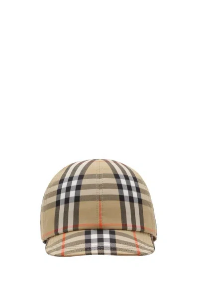 Burberry Kids'  Check Cotton Baseball Cap In Brown