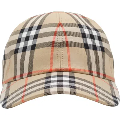 Burberry Check Cotton Baseball Cap In Multi