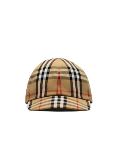 Burberry Check Cotton Baseball Cap In Multi