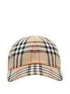 Burberry Cotton Cap Curved Brim Check Pattern In Multi