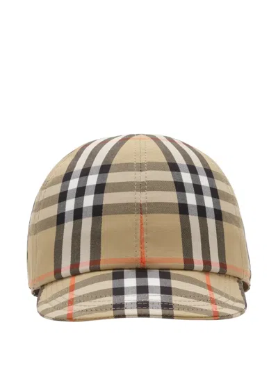 Burberry Babies' Check Cotton Baseball Cap In Neutral