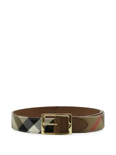 Burberry Check Cotton Belt In Brown