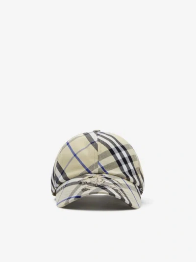 Burberry Check Cotton Blend Baseball Cap In Neutral