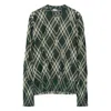 Burberry Check Cotton Blend Crinkled Sweater In Green