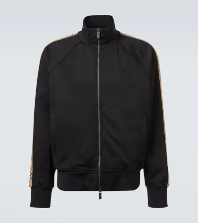Burberry Check Cotton-blend Jersey Track Jacket In Black