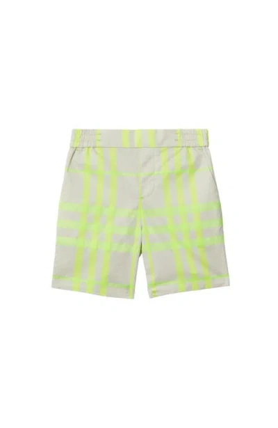 Burberry Kids' Check-pattern Shorts In Vivid Lime