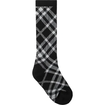 Burberry Check Cotton Blend Socks In Black