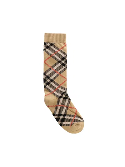 Burberry Checked Cotton-blend Socks In Multi