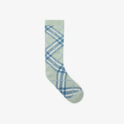 Burberry Check Cotton Blend Socks In Green