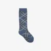 Burberry Check Cotton Blend Socks In Pewter