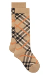 Burberry Childrens Check Cotton Blend Socks In Sand Ip Check