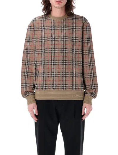 Burberry Check Cotton Blend Sweater In Multi
