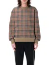 Burberry Check Pattern Sweatshirt With Embroidered Logo In Nut Ip Check