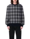 Burberry Check Cotton Blend Sweater In Black