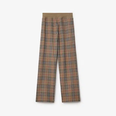 Burberry Check Cotton Blend Track Pants In Nut