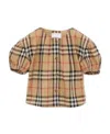 Burberry Little Girl's & Girl's Sheryl Check Puff Sleeve Blouse In Nude