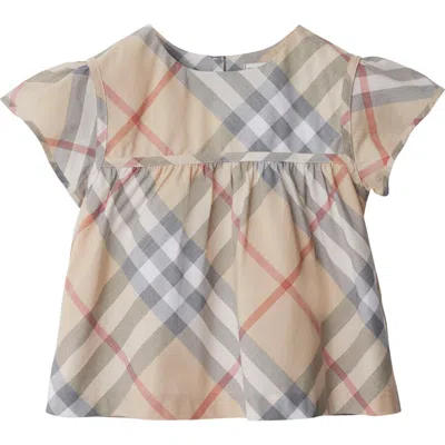 Burberry Kids' Camicetta In Popeline In Pale Stone