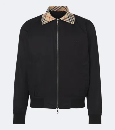 Burberry Embroidered Logo Cotton Jacket With Checkered Collar In Animal Print