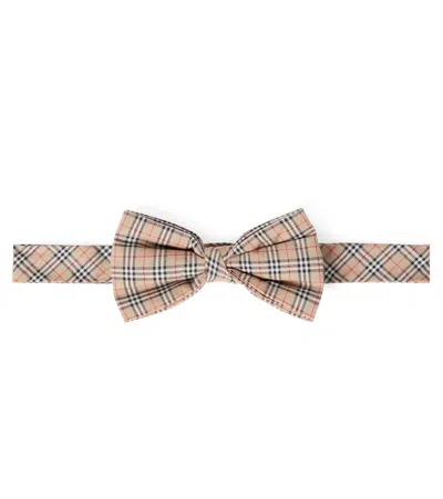 Burberry Kids'  Check Cotton Bow Tie In Sand