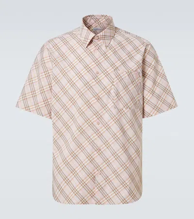 Burberry Check Cotton Bowling Shirt In Floss Ip Check
