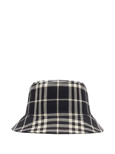 Burberry Check Cotton Bucket Hat In Black