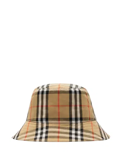 Burberry Kids' Check Cotton Bucket Hat In Brown