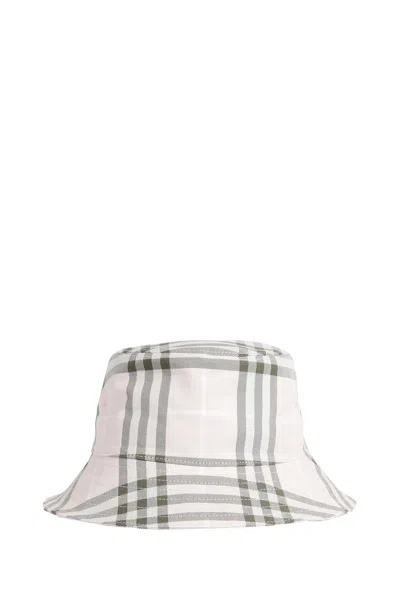 Burberry Check Cotton Bucket Hat In Gray