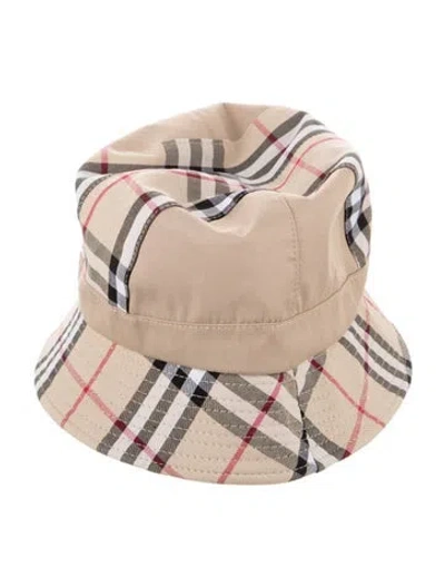 Pre-owned Burberry Check Cotton Bucket Hat In Neutral