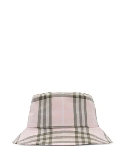 Burberry Check Cotton Bucket Hat In Pink
