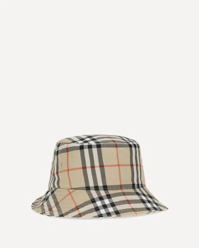 Burberry Check Cotton Bucket Hat In Sand