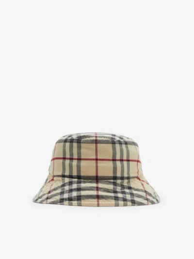 Burberry Check Cotton Bucket Hat In Neutral