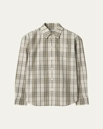 BURBERRY CHECK COTTON BUTTON-DOWN SHIRT