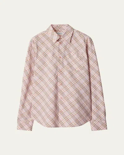 BURBERRY CHECK COTTON BUTTON-DOWN SHIRT