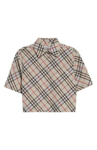 Burberry Check Cotton Crop Shirt In Multi