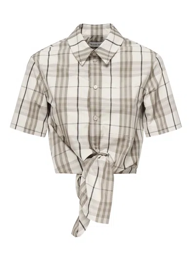 BURBERRY CHECK COTTON CROPPED SHIRT