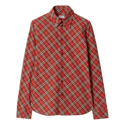 Burberry Check Cotton Cropped Shirt In Brown