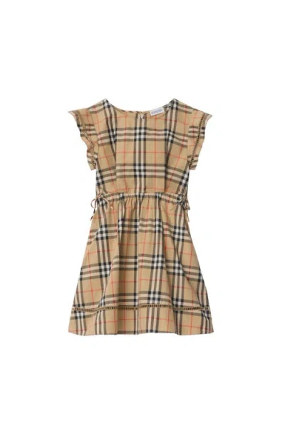 Burberry Kids'  Check Cotton Dress In Brown